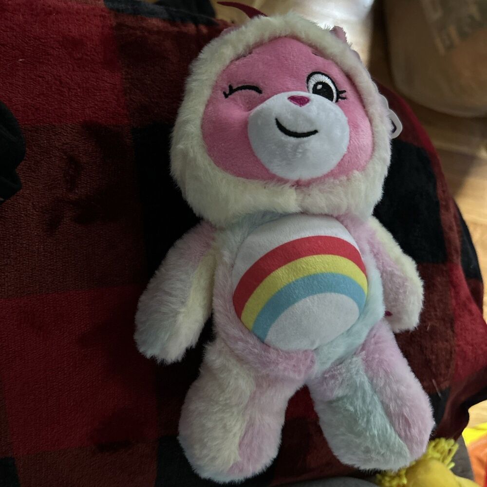 Care Bears Hoodie Friends Cheer Bear Pink Unicorn Rainbow Plush 9” 2024 NWT
